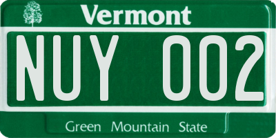 VT license plate NUY002