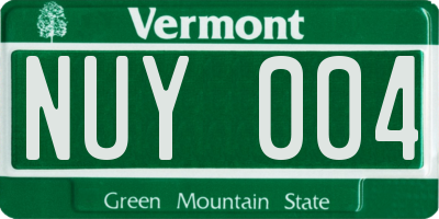 VT license plate NUY004