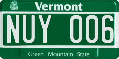 VT license plate NUY006