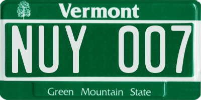 VT license plate NUY007