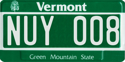 VT license plate NUY008