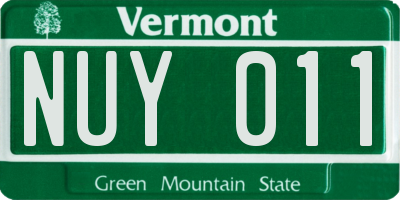 VT license plate NUY011