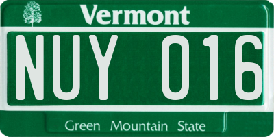 VT license plate NUY016