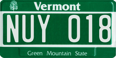 VT license plate NUY018