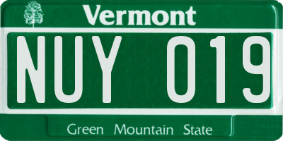 VT license plate NUY019