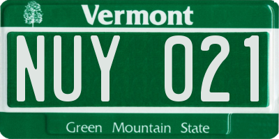 VT license plate NUY021