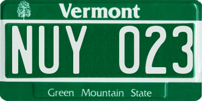 VT license plate NUY023