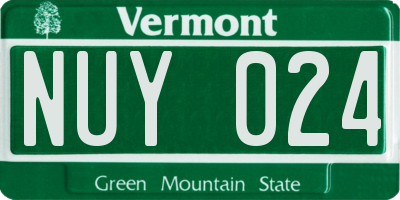 VT license plate NUY024