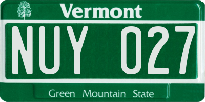 VT license plate NUY027