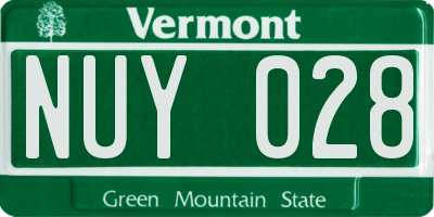 VT license plate NUY028