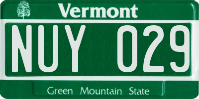 VT license plate NUY029