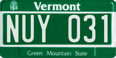 VT license plate NUY031