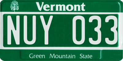 VT license plate NUY033