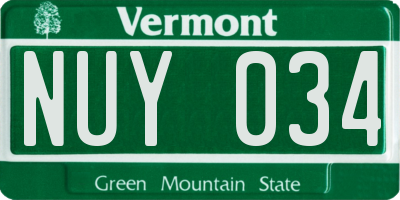 VT license plate NUY034