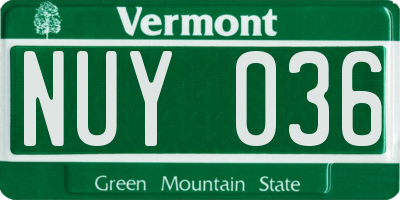 VT license plate NUY036