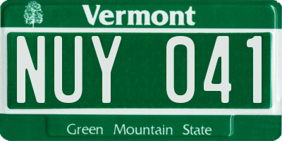 VT license plate NUY041