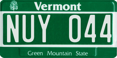 VT license plate NUY044