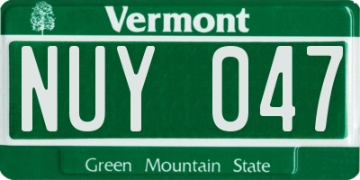 VT license plate NUY047