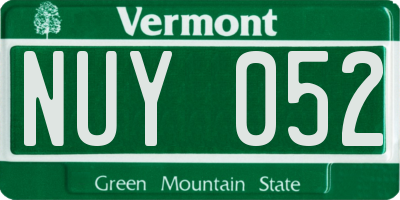 VT license plate NUY052
