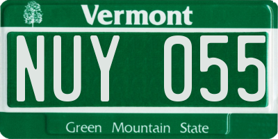 VT license plate NUY055