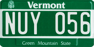 VT license plate NUY056