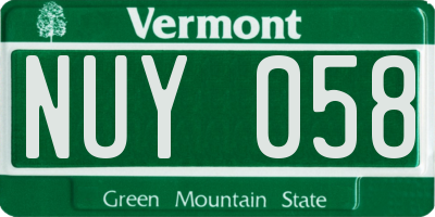 VT license plate NUY058