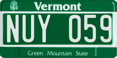 VT license plate NUY059