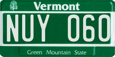 VT license plate NUY060