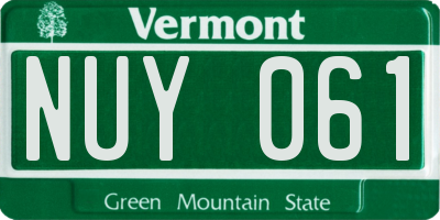 VT license plate NUY061