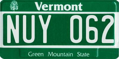 VT license plate NUY062