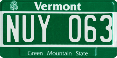 VT license plate NUY063