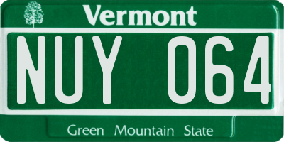 VT license plate NUY064