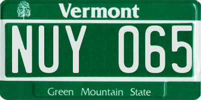 VT license plate NUY065