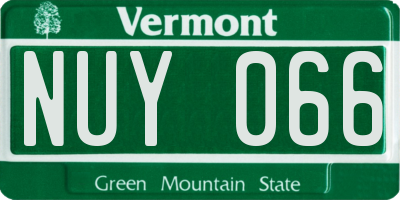 VT license plate NUY066