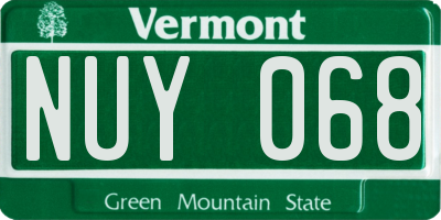 VT license plate NUY068