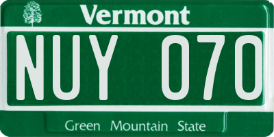 VT license plate NUY070