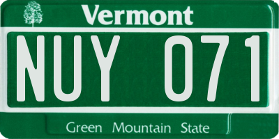 VT license plate NUY071