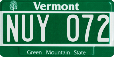 VT license plate NUY072
