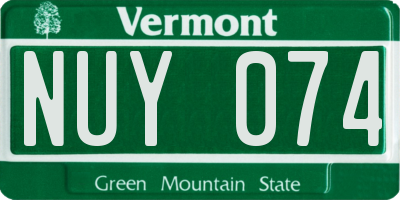 VT license plate NUY074