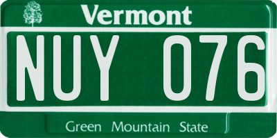VT license plate NUY076