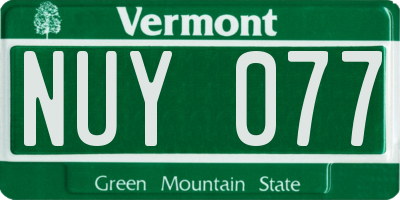 VT license plate NUY077