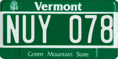 VT license plate NUY078