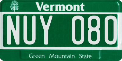 VT license plate NUY080