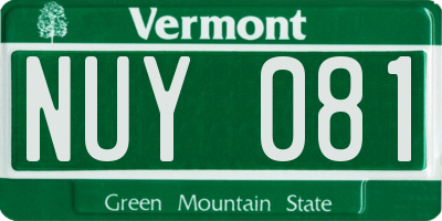 VT license plate NUY081