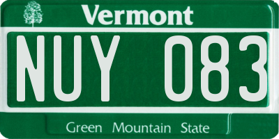 VT license plate NUY083