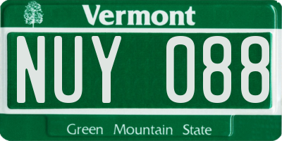 VT license plate NUY088