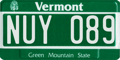 VT license plate NUY089