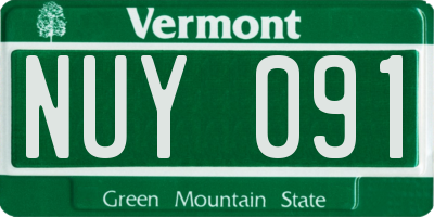 VT license plate NUY091