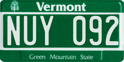 VT license plate NUY092