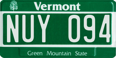 VT license plate NUY094